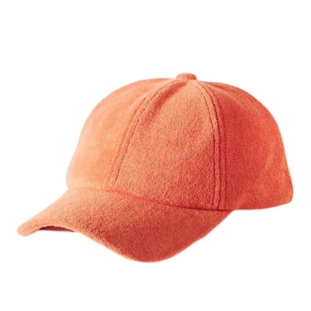 Anthropologie Coral-Orange Wool Baseball Cap